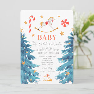Baby its cold outside winter holiday baby shower invitation