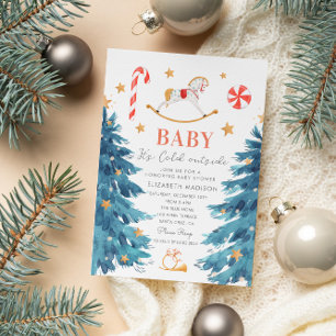 Baby its cold outside  winter holiday baby shower invitation