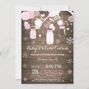 Baby its Cold Outside Winter Mason Jar Baby Shower Invitation