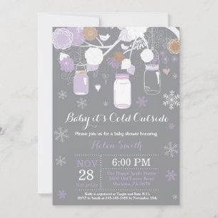 Baby its Cold Outside Winter Mason Jar Baby Shower Invitation