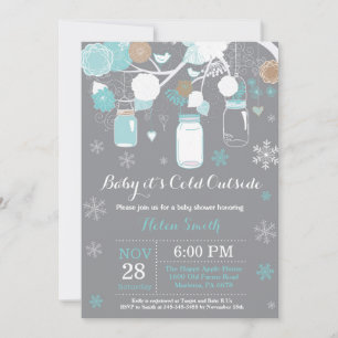Baby its Cold Outside Winter Mason Jar Baby Shower Invitation