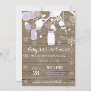 Baby its Cold Outside Winter Mason Jar Baby Shower Invitation