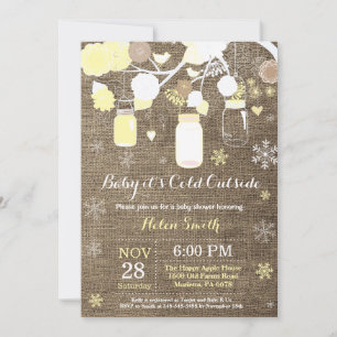Baby its Cold Outside Winter Mason Jar Baby Shower Invitation