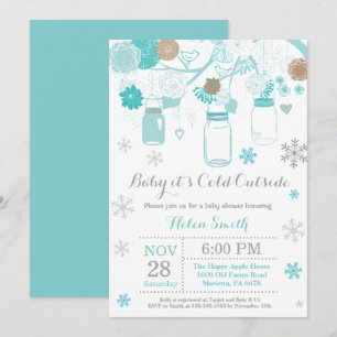 Baby its Cold Outside Winter Mason Jar Baby Shower Invitation