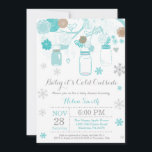 Baby its Cold Outside Winter Mason Jar Baby Shower Invitation<br><div class="desc">Baby its Cold Outside Rustic Winter Mason Jar Baby Shower Invitation.  Boy or Girl Baby Shower Invitation. Aqua and White Snowflakes. Mason Jar. Floral Flowers. String Lights. White Background. For further customisation,  please click the "Customise it" button and use our design tool to modify this template.</div>