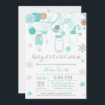 Baby its Cold Outside Winter Mason Jar Baby Shower Invitation<br><div class="desc">Baby its Cold Outside Rustic Winter Mason Jar Baby Shower Invitation.  Boy or Girl Baby Shower Invitation. Aqua and White Snowflakes. Mason Jar. Floral Flowers. String Lights. White Background. For further customisation,  please click the "Customise it" button and use our design tool to modify this template.</div>