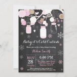 Baby its Cold Outside Winter Mason Jar Baby Shower Invitation<br><div class="desc">Baby its Cold Outside Winter Mason Jar Baby Shower Invitation.  Boy or Girl Baby Shower Invitation. Pink and White Snowflakes. Mason Jar. Floral Flowers. String Lights. Chalkboard Background. Black and White. For further customisation,  please click the "Customise it" button and use our design tool to modify this template.</div>