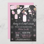 Baby its Cold Outside Winter Mason Jar Baby Shower Invitation<br><div class="desc">Baby its Cold Outside Winter Mason Jar Baby Shower Invitation.  Boy or Girl Baby Shower Invitation. Pink and White Snowflakes. Mason Jar. Floral Flowers. String Lights. Chalkboard Background. Black and White. For further customisation,  please click the "Customise it" button and use our design tool to modify this template.</div>