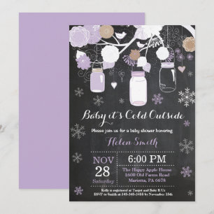 Baby its Cold Outside Winter Mason Jar Baby Shower Invitation