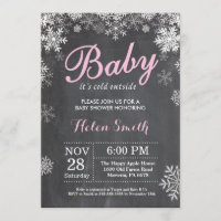 Baby its Cold Outside Winter Pink Girl Baby Shower