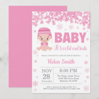 Baby its Cold Outside Winter Pink Girl Baby Shower