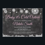 Baby Its Cold Outside Winter Pink Girl Baby Shower Invitation<br><div class="desc">Baby Its Cold Outside Winter Pink Girl Baby Shower Invitationn. Girl Baby Shower Invitation. Winter Holiday Baby Shower Invite. Pink and White Snowflakes. Chalkboard Background. For further customisation,  please click the "Customise it" button and use our design tool to modify this template.</div>