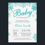 Baby its Cold Outside Winter Purple Baby Shower Invitation<br><div class="desc">Baby its Cold Outside Winter Baby Shower invitation. Aqua and White Snowflake. Boy or Girl Baby Shower Invitation. Winter Holiday Baby Shower Invite. White Background. For further customisation,  please click the "Customise it" button and use our design tool to modify this template.</div>