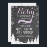 Baby its Cold Outside Winter Purple Baby Shower Invitation<br><div class="desc">Baby its Cold Outside Winter Baby Shower invitation. Purple and White Snowflake. Girl Baby Shower Invitation. Winter Holiday Baby Shower Invite. Chalkboard Background. Woodland Trees Forest Mountain. For further customisation,  please click the "Customise it" button and use our design tool to modify this template.</div>