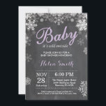 Baby its Cold Outside Winter Purple Baby Shower Invitation<br><div class="desc">Baby its Cold Outside Winter Baby Shower invitation. Purple and White Snowflake. Girl Baby Shower Invitation. Winter Holiday Baby Shower Invite. Chalkboard Background. For further customisation,  please click the "Customise it" button and use our design tool to modify this template.</div>