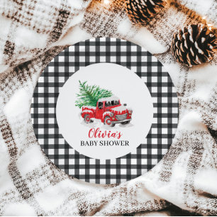 Baby its Cold Outside Winter Red Truck Baby Shower Paper Plate