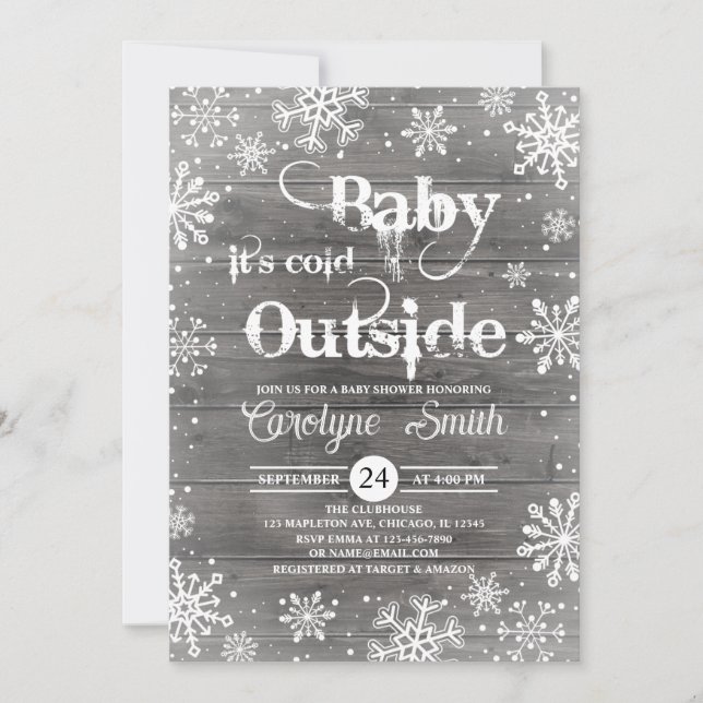 Baby Its Cold Outside Winter Rustic Baby Shower Invitation (Front)