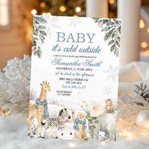 Baby It's Cold Outside Winter Safari Baby Shower Invitation