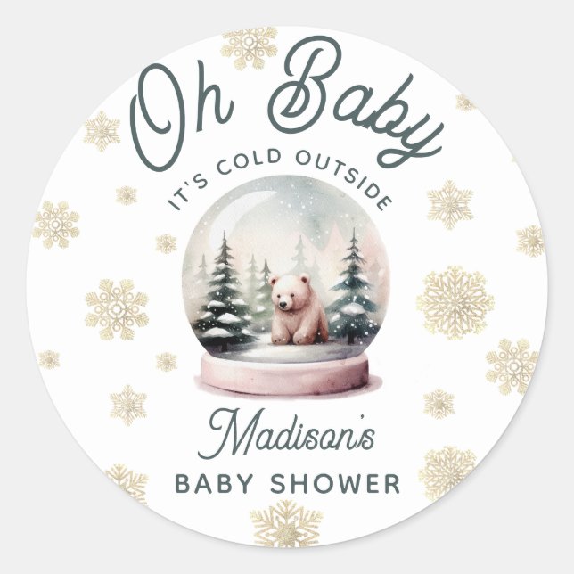 Baby It's Cold Outside Winter Snow Baby Shower Classic Round Sticker (Front)