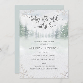 Baby It's Cold Outside  Winter Snow Baby Shower  Invitation
