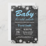 Baby its Cold Outside Winter Snowflake Baby Shower Invitation<br><div class="desc">Baby its Cold Outside Winter Snowflake Baby Shower Invitation. Boy Baby Shower. White and Blue Snowflake. Winter Holiday Baby Shower Invite. Chalkboard Background. Black and White. For further customisation,  please click the "Customise it" button and use our design tool to modify this template.</div>