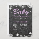 Baby its Cold Outside Winter Snowflake Baby Shower Invitation<br><div class="desc">Baby its Cold Outside Winter Snowflake Baby Shower Invitation. Girl Baby Shower. White and Purple Snowflake. Winter Holiday Baby Shower Invite. Chalkboard Background. Black and White. For further customisation,  please click the "Customise it" button and use our design tool to modify this template.</div>