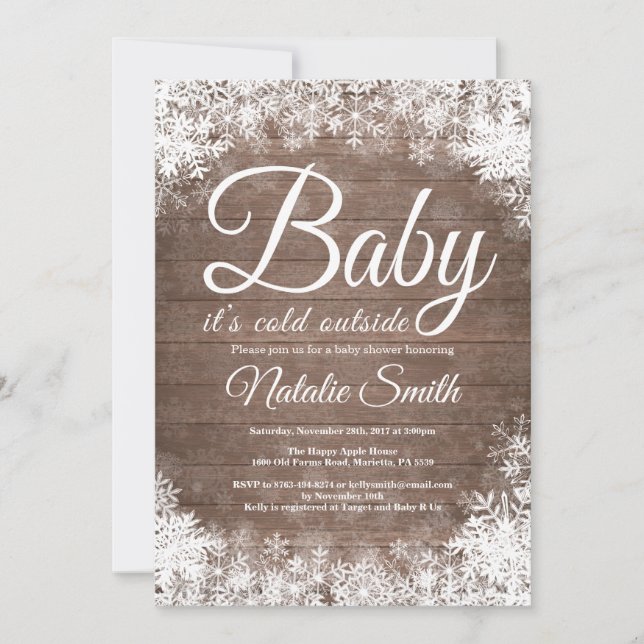 Baby Its Cold Outside Winter Snowflake Baby Shower Invitation (Front)