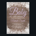 Baby Its Cold Outside Winter Snowflake Baby Shower Invitation<br><div class="desc">Baby Its Cold Outside Winter Snowflake Baby Shower Invitationn. Girl Baby Shower Invitation. Purple Lilac Lavender Violet. Winter Holiday Baby Shower Invite. White Snowflakes. Rustic Wood Background. Country Vintage Retro Barn. For further customisation,  please click the "Customise it" button and use our design tool to modify this template.</div>