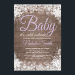 Baby Its Cold Outside Winter Snowflake Baby Shower Invitation<br><div class="desc">Baby Its Cold Outside Winter Snowflake Baby Shower Invitationn. Girl Baby Shower Invitation. Purple Lilac Lavender Violet. Winter Holiday Baby Shower Invite. White Snowflakes. Rustic Wood Background. Country Vintage Retro Barn. For further customisation,  please click the "Customise it" button and use our design tool to modify this template.</div>