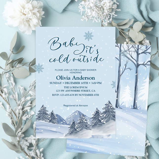 Baby its cold outside winter snowflake baby shower invitation (Creator Uploaded)