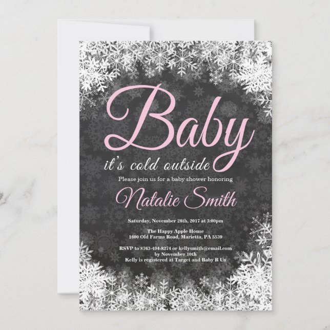 Baby Its Cold Outside Winter Snowflake Baby Shower Invitation (Front)
