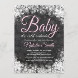 Baby Its Cold Outside Winter Snowflake Baby Shower Invitation<br><div class="desc">Baby Its Cold Outside Winter Snowflake Baby Shower Invitationn. Girl Baby Shower Invitation. Pink. Winter Holiday Baby Shower Invite. White Snowflakes. Chalkboard Background. For further customisation,  please click the "Customise it" button and use our design tool to modify this template.</div>