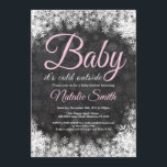 Baby Its Cold Outside Winter Snowflake Baby Shower Invitation<br><div class="desc">Baby Its Cold Outside Winter Snowflake Baby Shower Invitationn. Girl Baby Shower Invitation. Pink. Winter Holiday Baby Shower Invite. White Snowflakes. Chalkboard Background. For further customisation,  please click the "Customise it" button and use our design tool to modify this template.</div>