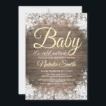 Baby Its Cold Outside Winter Snowflake Baby Shower Invitation<br><div class="desc">Baby Its Cold Outside Winter Snowflake Baby Shower Invitationn. Boy or Girl Baby Shower Invitation. Yellow. Winter Holiday Baby Shower Invite. White Snowflakes. Rustic Wood Background. Country Vintage Retro Barn. For further customisation,  please click the "Customise it" button and use our design tool to modify this template.</div>