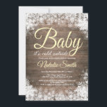 Baby Its Cold Outside Winter Snowflake Baby Shower Invitation<br><div class="desc">Baby Its Cold Outside Winter Snowflake Baby Shower Invitationn. Boy or Girl Baby Shower Invitation. Yellow. Winter Holiday Baby Shower Invite. White Snowflakes. Rustic Wood Background. Country Vintage Retro Barn. For further customisation,  please click the "Customise it" button and use our design tool to modify this template.</div>
