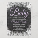 Baby Its Cold Outside Winter Snowflake Baby Shower Invitation<br><div class="desc">Baby Its Cold Outside Winter Snowflake Baby Shower Invitationn. Girl Baby Shower Invitation. Purple Lilac Lavender Violet. Winter Holiday Baby Shower Invite. White Snowflakes. Chalkboard Background. For further customisation,  please click the "Customise it" button and use our design tool to modify this template.</div>