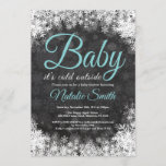 Baby Its Cold Outside Winter Snowflake Baby Shower Invitation<br><div class="desc">Baby Its Cold Outside Winter Snowflake Baby Shower Invitationn. Boy or Girl Baby Shower Invitation. Aqua Turquoise Teal. Winter Holiday Baby Shower Invite. White Snowflakes. Chalkboard Background. For further customisation,  please click the "Customise it" button and use our design tool to modify this template.</div>