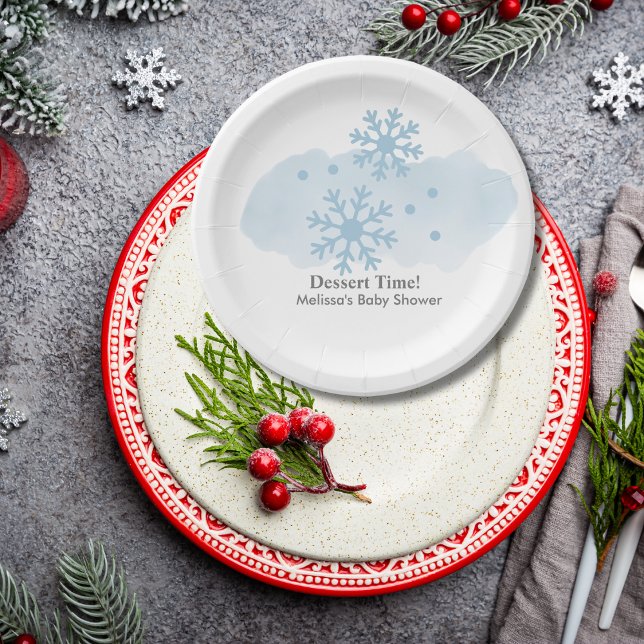 Baby its cold outside winter snowflake dessert paper plate (Creator Uploaded)