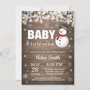 Baby its Cold Outside Winter Snowman Baby Shower Invitation