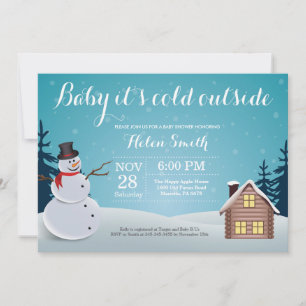 Baby its Cold Outside Winter Snowman Baby Shower Invitation