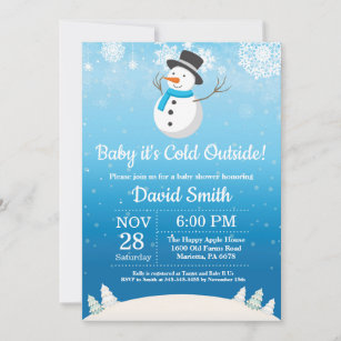 Baby its Cold Outside Winter Snowman Baby Shower Invitation