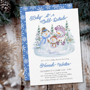 Baby it's Cold Outside Winter Snowman Baby Shower Invitation