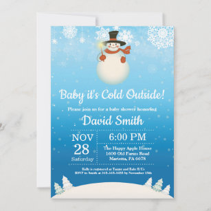 Baby its Cold Outside Winter Snowman Baby Shower Invitation