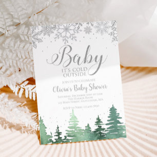 Baby it's Cold Outside Winter Trees Invitation