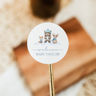 Baby It's Cold Outside Winter Woodland Baby Shower Classic Round Sticker