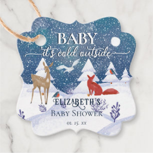 Baby It's Cold Outside Winter Woodland Baby Shower Favour Tags