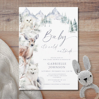 Baby It's Cold Outside Winter Woodland Baby Shower Invitation