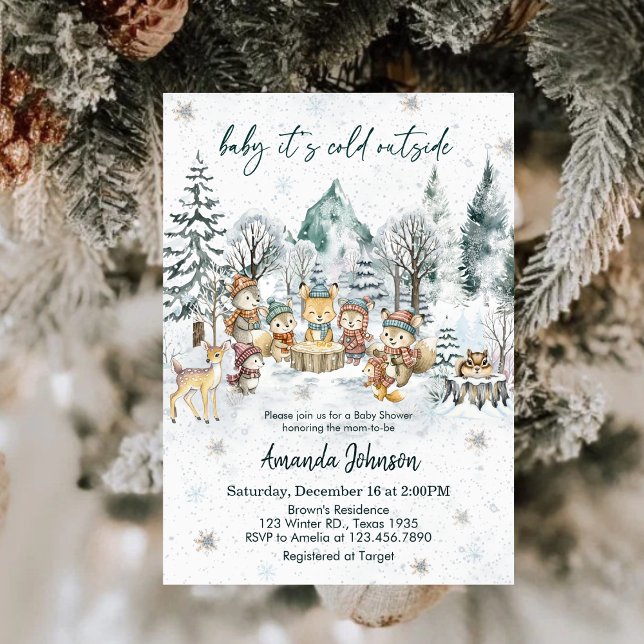 Baby It's Cold Outside Winter Woodland Baby Shower Invitation (Creator Uploaded)