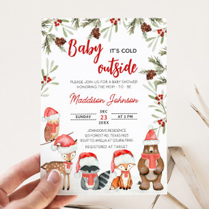 Baby Its Cold Outside Winter Woodland Baby Shower  Invitation