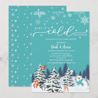 Baby its cold outside winter woodland baby shower Invitation